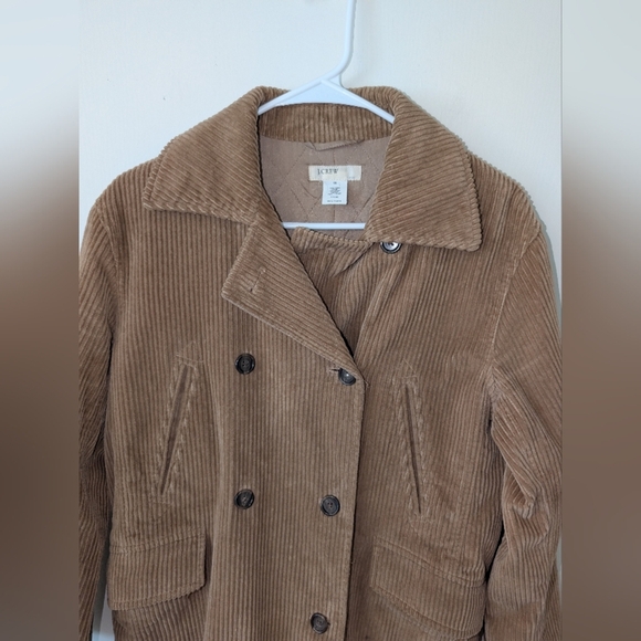 J. Crew Womens XS Corduroy Pea Coat 100% Cotton Tan Classic Preppy Casual - Picture 3 of 7